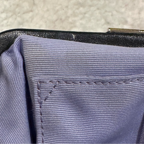 Coach shine black Lurex metallic frame kiss lock clutch wallet - Picture 5 of 8